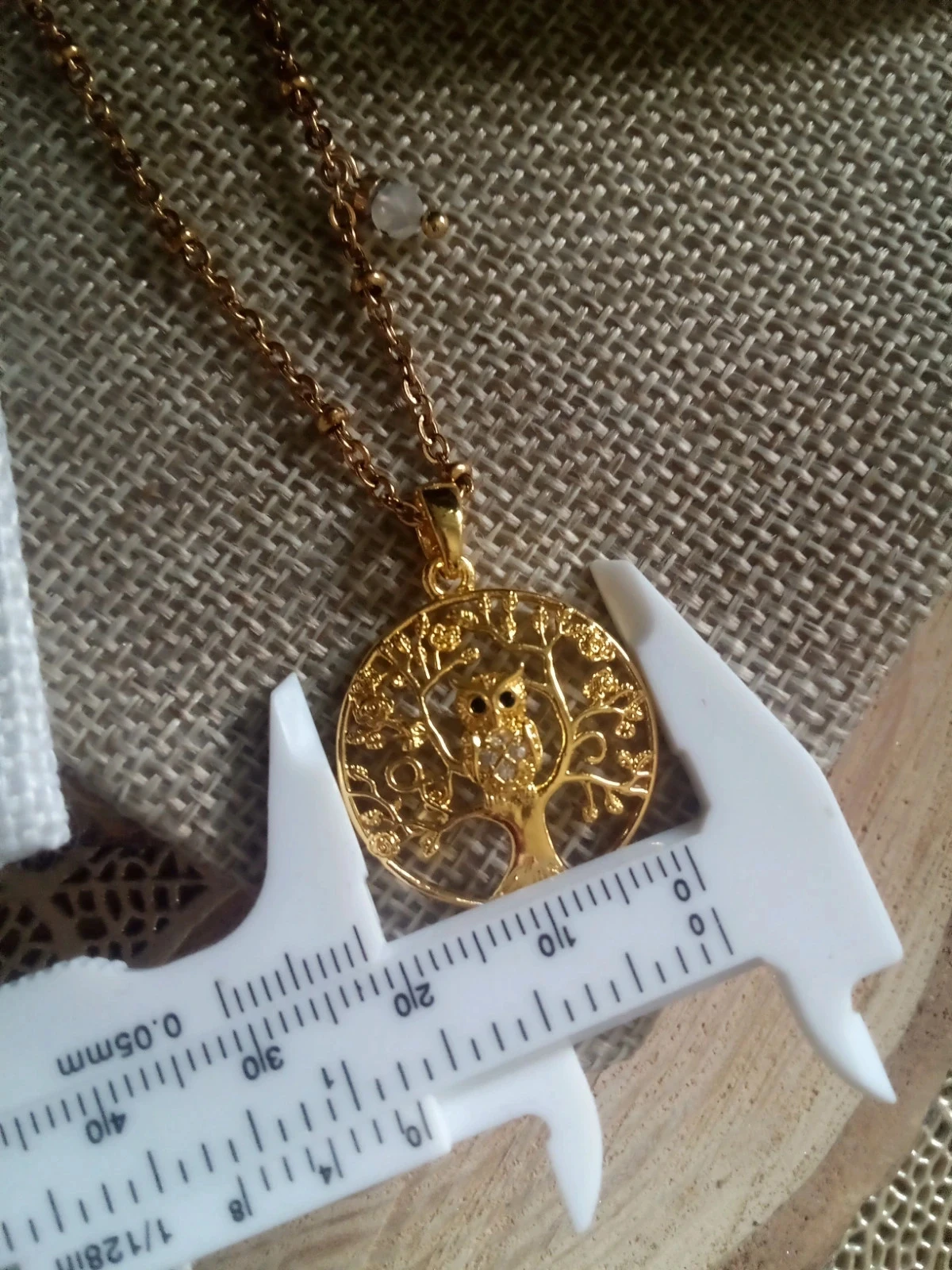 Collier médaillon hibou et pierre de lune naturelle – photo 3